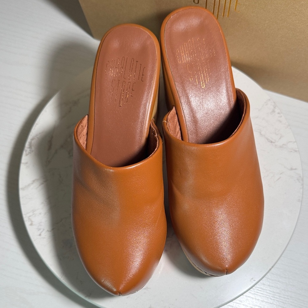 Charlotte Stone Brown Leather Marlo Clog in Luggage - Picture 5 of 8